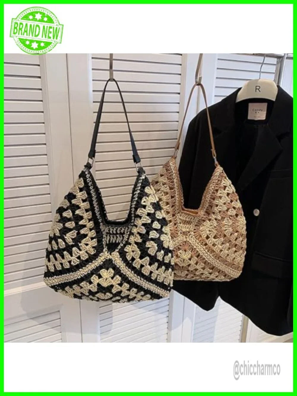 Straw Hobo Bag Woven Raffia Summer Tote with Lining Shoulder Bag